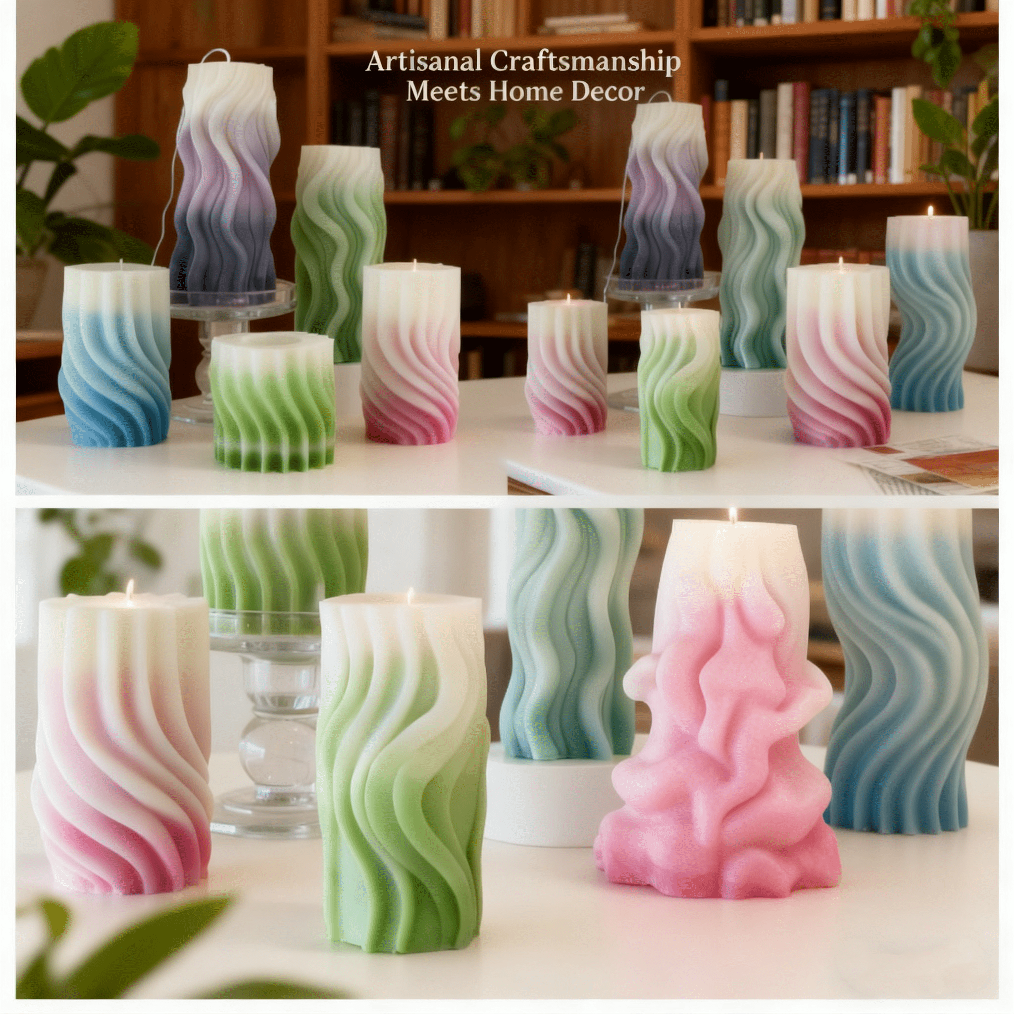 JDH 2PCS Streamlined Spiral Wave Silicone Molds 3D Candle Homemade Aromatherapy Casting Resin Molds for Polymer Clay Craft Soap Flower Specimen Home Decor
