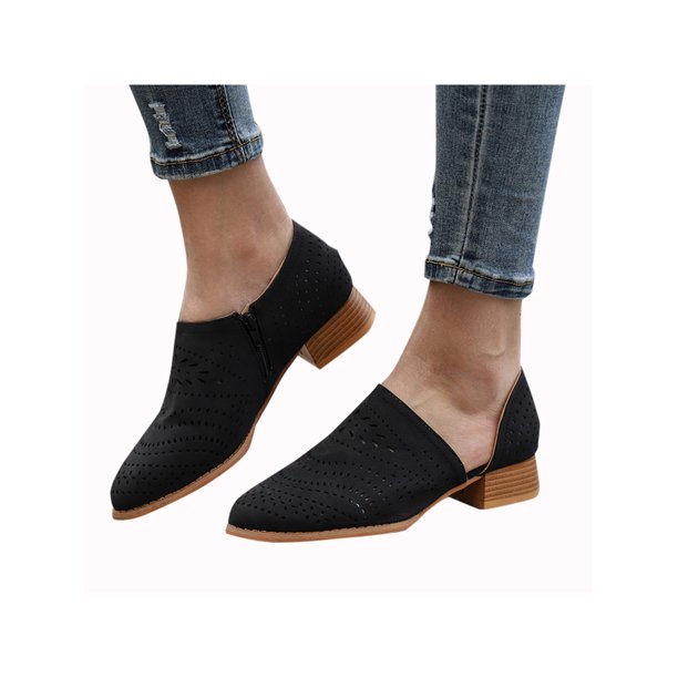 round toe low heel ankle boots