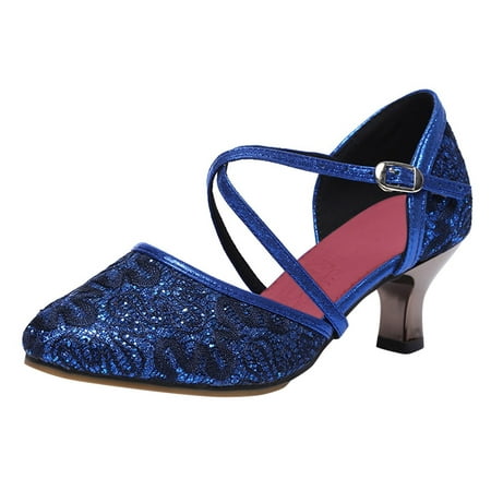

Larisalt Sandals For Women Dressy Summer Women s T-Strap Beaded Flower Rhinestone Flat Sandals Dress Beach Shoes Blue