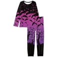 thumbnail image 4 of FKELYI Psychedelic Bat Long Sleeve Pj Size 3XL Elastic Halloween Forest Adult Pajamas Women 2 PCS Lightweight Festival Pajamas for Ladies Night, 4 of 5
