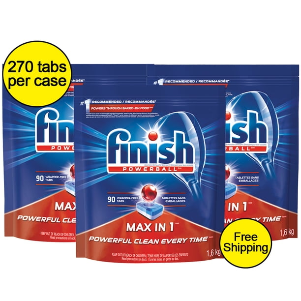 Finish MAX-IN-1 Auto Dish Detergent 90tabs/box, 3box/case - Walmart.ca
