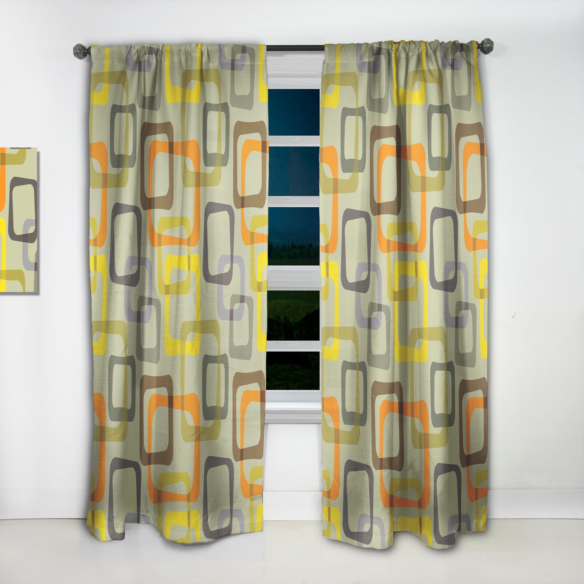 Designart 'Square Retro Design VII' Mid-Century Modern Curtain Panel
