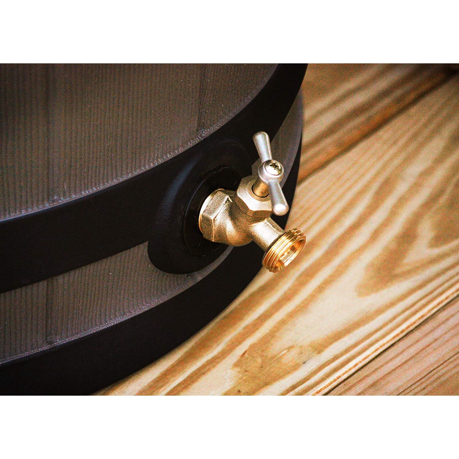 Good Ideas Rain Wizard 40 Gallon Rain Barrel with Darkened Ribs - Oak