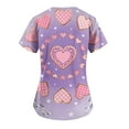 thumbnail image 3 of Scrubs for Women Tops Animal Print Shirt V Neck Cartoon Pattern Short Sleeve Nursing Uniform with Pockets 2025 Purple XXL, 3 of 4