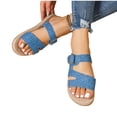 thumbnail image 4 of Blue Ladies Bohemian Flat Sandals One Strap 2026 Women'S Straw Linen Casual Shoes Breathable Spring Summer Daily Footwear, 4 of 6