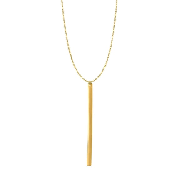 14k Yellow Gold Hanging Bar Necklace, 24"