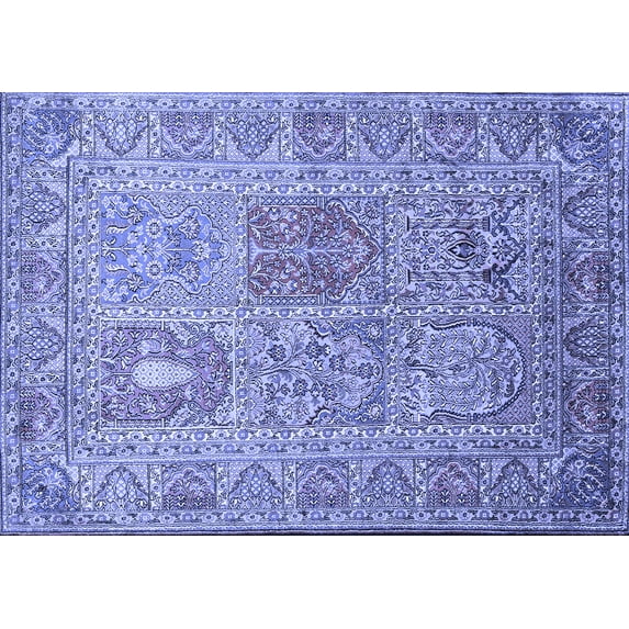Ahgly Company Machine Washable Indoor Rectangle Persian Blue Traditional Area Rugs, 2' x 3'