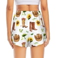 thumbnail image 4 of Uemuo Rustic Western Charm Pattern Women's Athletic Shorts High Waisted Running Shorts with Liner Pockets Gym Elastic Workout Shorts-X-Large, 4 of 9
