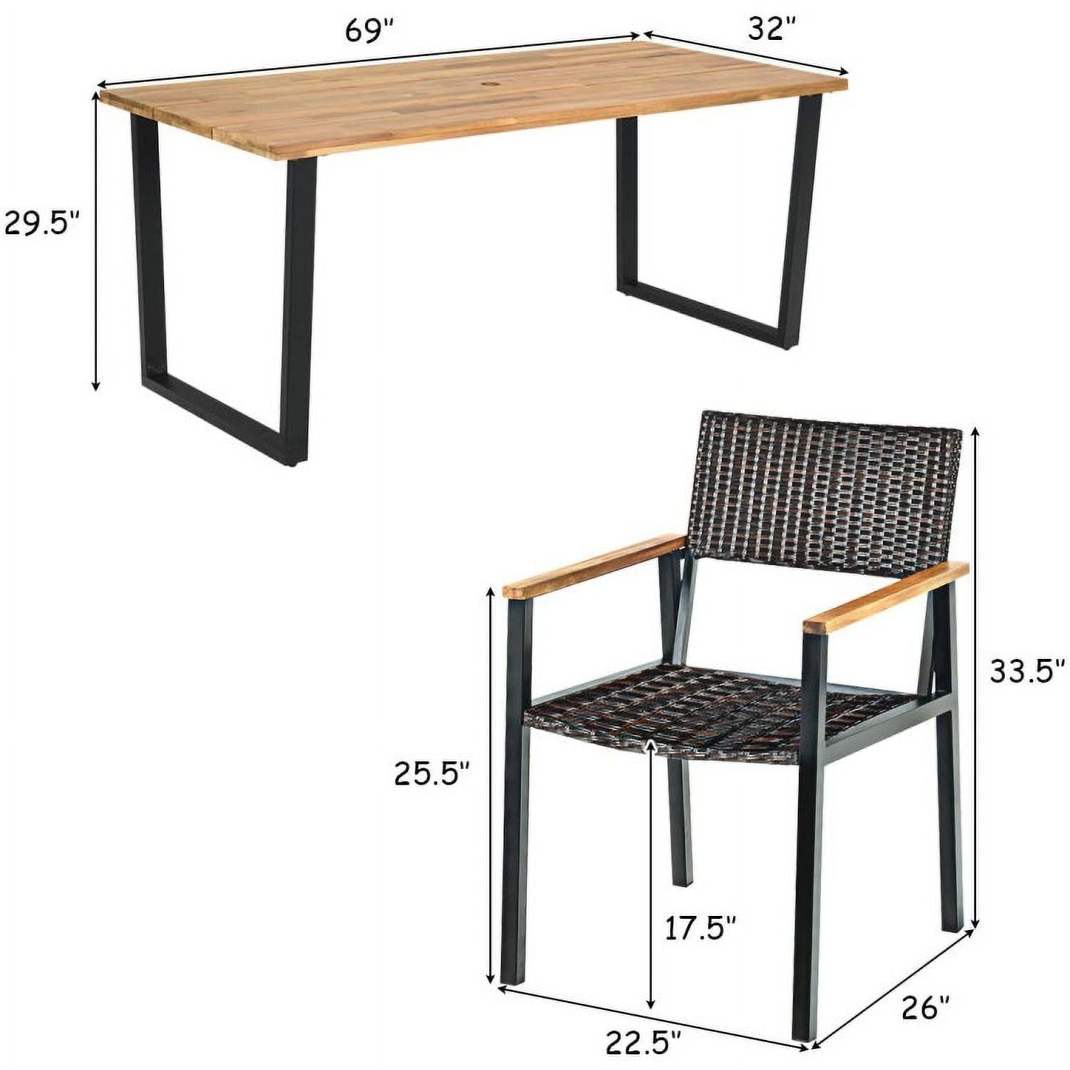 Aimee Lii 7 Pieces Outdoor Dining Set with Large Acacia Wood Table Top, Outdoor Patio Furniture Aimee Lii 7 Pieces Outdoor Dining Set with Large Acacia Wood Table Top, Outdoor Patio Furniture