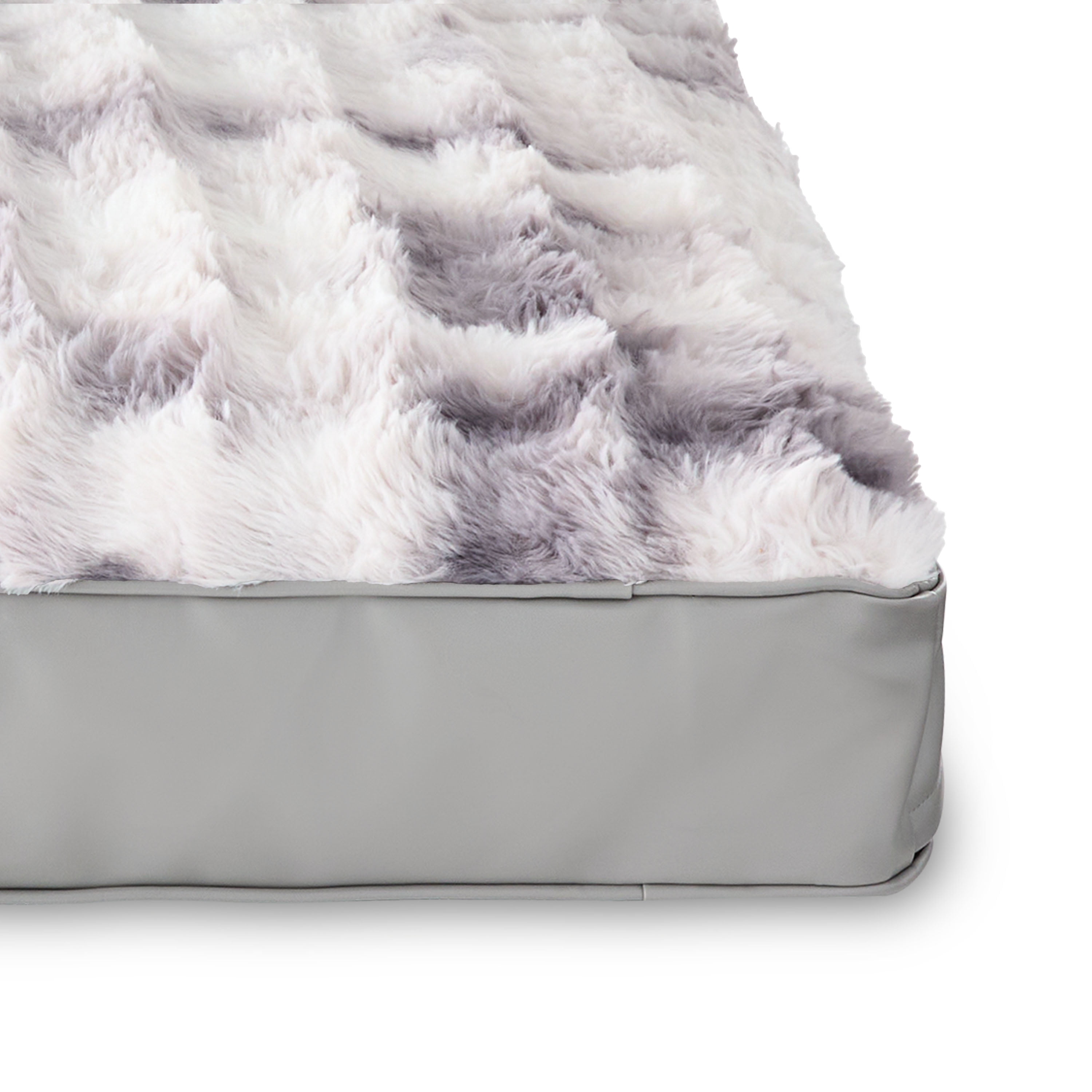 Vibrant Life Large Faux Leather Orthopedic Pet Bed, Black and White, 40" x 27"