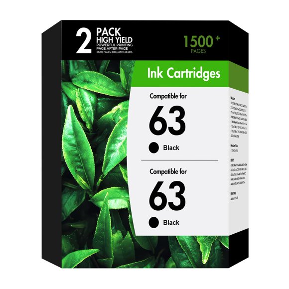 Cartucho de tinta WOWTONER 63XL negro de alto rendimiento, paquete de 2