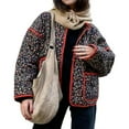thumbnail image 3 of Chaqueta Acolchada Corta con Estampado Floral Vintage para Mujer, Chaqueta Corta Abierta Al Frente, Ropa de Abrigo Floral Pequeño Negro L, 3 of 10