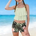 thumbnail image 7 of Mifsaly Girls Swimsuit Tankini 2 Piece Kids Ruffle Bathing Suit Set Printed Palm Leaf Shorts Teen Summer Beach Pool Swimwear Size 6-15, 7 of 7