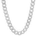 thumbnail image 4 of 8mm .925 Sterling Silver Diamond-Cut Flat Cuban Link Curb Chain Necklace + Bracelet Set, 24" (Necklace) + 7" (Bracelet), 4 of 7