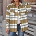 thumbnail image 2 of Herrnalise Jackets For Women Fall And Winter Plaid Printed Long Sleeve Turn-down Collar Suit Cardigan Woolen Coat Tops Shackets For Women 2024 fall Khaki,XL, 2 of 6