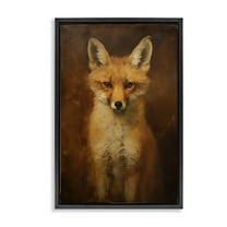 Stupell Industries Stoic Baby Fox Animals & Insects Painting Black Floater Framed Canvas Art Print Wall Art, 17 x 25