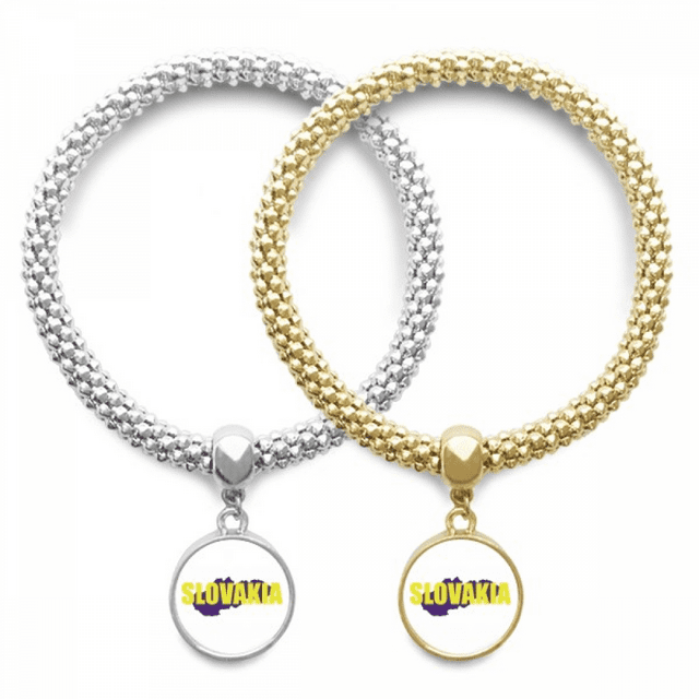 European Map Slovakia Art Deco Fashion Lover Bracelet Bangle Pendant Jewelry Couple Chain