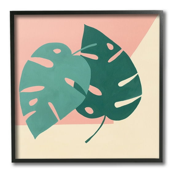 Stupell Industries Modern Monstera Leaf Botanical & Floral Painting Black Framed Art Print Wall Art, 12 x 12