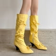 thumbnail image 2 of UngA Cowboy Chic Mid-Calf Cowgirl Boots Cowboy Western Pull-On Tabs Pointy Toe Boot Yellow,39, 2 of 7