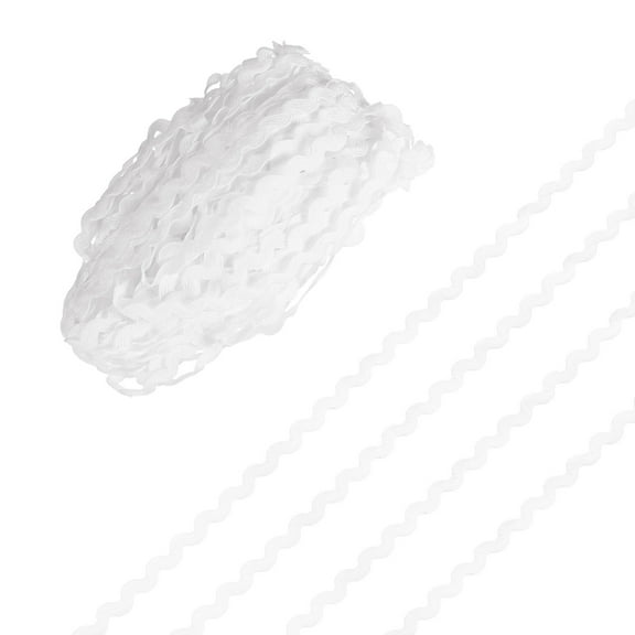 Rick Rack Trim, 28 Yard 5mm / 0.2 Inch Wave Bending Fringe Trimming Ribbon, Polyester RIC Rac Trim [White]