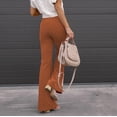 thumbnail image 5 of Baqcunre Fleece Lined Leggings Solid Color Corduroy Temperament Trousers Micro Lapels High Waist Casual Pants Womens Pants Flare Leggings Womens Leggings Orange S-3XL, 5 of 6
