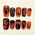 thumbnail image 3 of Halloween Wearing Armor Black Gradient Branch Bats Patterns Detachable Fake Nail Patch, 3 of 5
