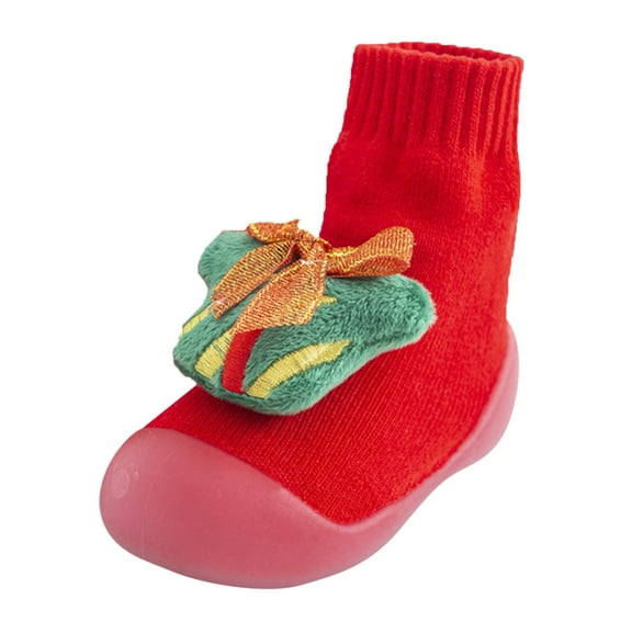 Otqutp Soft Sole Shoes for Toddler Christmas Baby Toddler Boys Girls Cartoon Ears Floor Socks Non Slip Baby Step Shoes Socks 0-4 Years