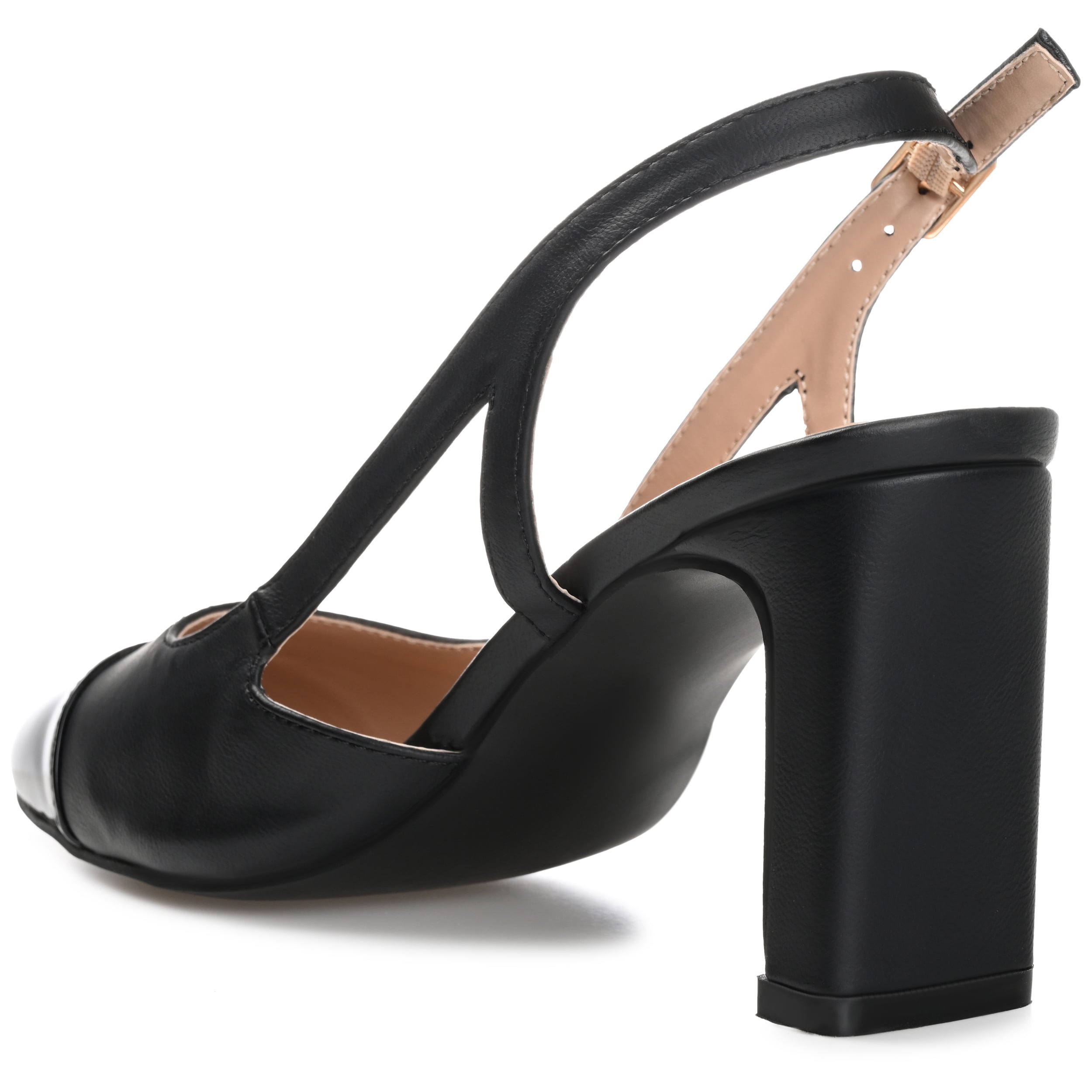 Journee Womens Reignn Sling Back Mid Block Heel Almond Toe Pumps, Widths Available