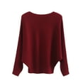 thumbnail image 2 of IROINNID Pullover Sweater for Women Knitted Boat Neck Loose Fit Long Sleeve Sweater Large Size Stretch Casual Sweater,Burgundy, 2 of 6