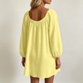 thumbnail image 6 of Sheghy Balloon Long Sleeve Round Neck Mini Dress Oversized Autumn Winter Everyday Wear Yellow XL, 6 of 6