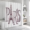 thumbnail image 6 of PARIS Bathroom Shower Curtains with 12 Hooks Polyester Waterproof Shower Curtain for Stalls and Bathtubs Pink Eiffel Tower Romantic Floral Leaves Couple Decorative Bathroom Curtain 72x84 Inches, 6 of 9