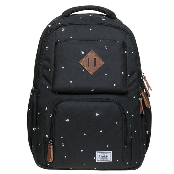 Mochila de estudiante KAUKKO para niñas, niños y niños Mochila escolar para computadora portátil de 12 pulgadas, 30 * 15 * 42 cm, 18.9 L (NEGRO) KAUKKO K8008-1-Black
