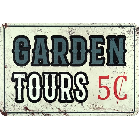 Garden Tin Sign Outdoor Gardening Metal Signs, Garden Tours 5 Cents, Retro Hummingbird Welcome Sign Decorative Flower Sign Cute Signs Vintage Secret Garden Decor, 12x8 Inch