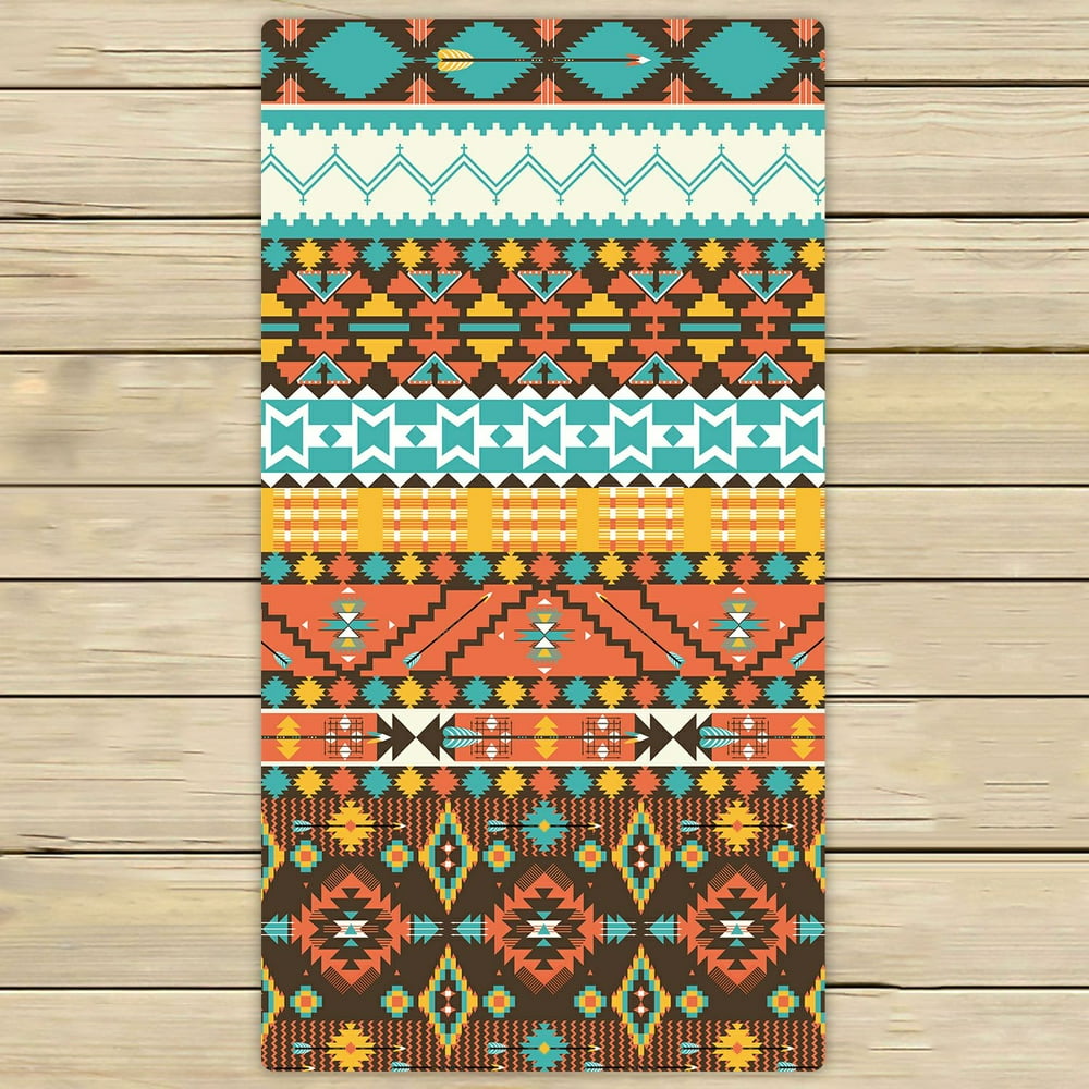 PHFZK Geometric Towel, Colorful Aztec Bohemian Style Hand Towel Bath