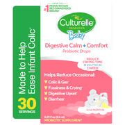 Culturelle Baby Digestive Support Calm & Comfort Probiotic Drops Supplement, Reduce Colic & Gas for Infants 0-12 Months, 30 Servings