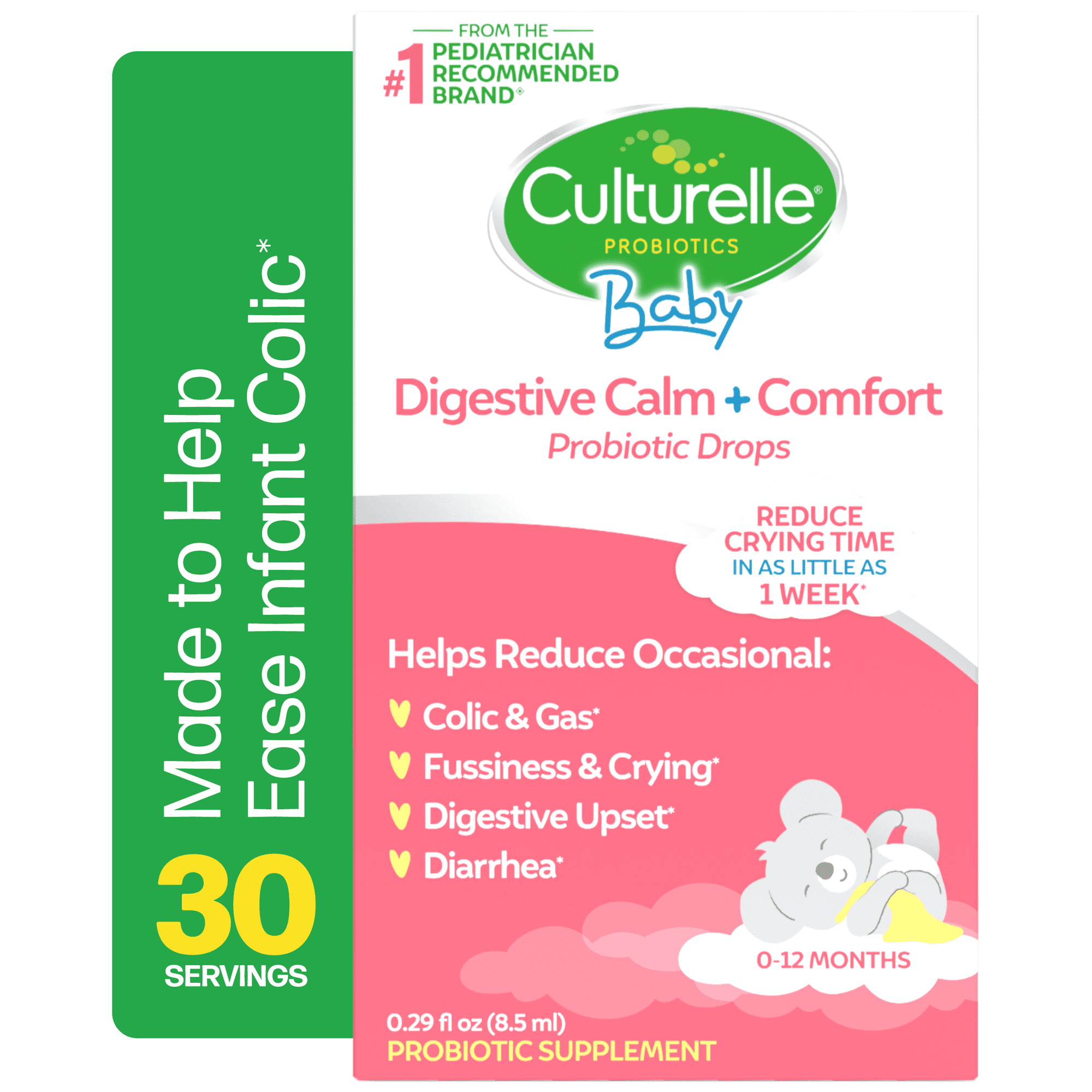 Culturelle Baby Digestive Support Calm & Comfort Probiotic Drops Supplement, Reduce Colic & Gas for Infants 0-12 Months, 30 Servings