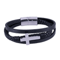 thumbnail image 1 of Pulsera Hombre LUCKMAN de Cruz Piel Vegana y Acero Inoxidable Modelo Saul plateado UNITALLA, 1 of 6