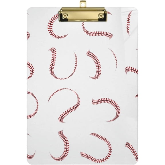 12.5"x9" Baseball Lines Clipboards, Standard A4 Letter Size Nursing Clipboard with Low Profile Metal Clip Decorative Clip Board for Office Supplies,Silver