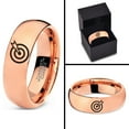 thumbnail image 4 of Tungsten Bullseye Arrow Archery Band Ring 7mm Men Women Comfort Fit 18k Rose Gold Dome Polished, 4 of 4