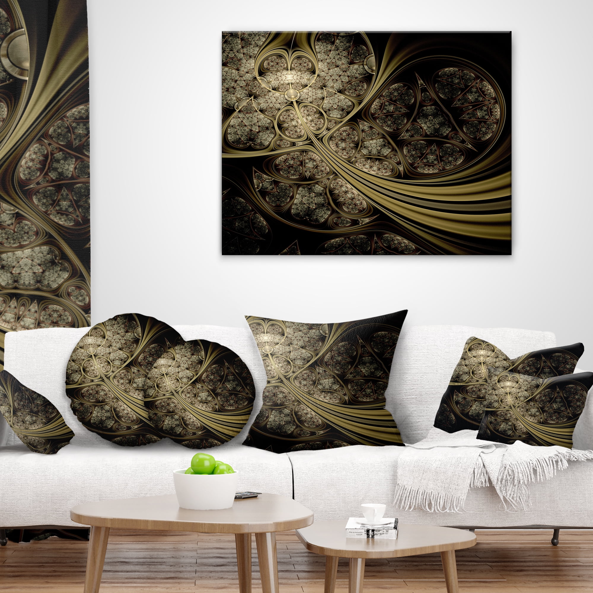 Designart White Metallic Fabric Pattern - Abstract Throw Pillow - 18x18
