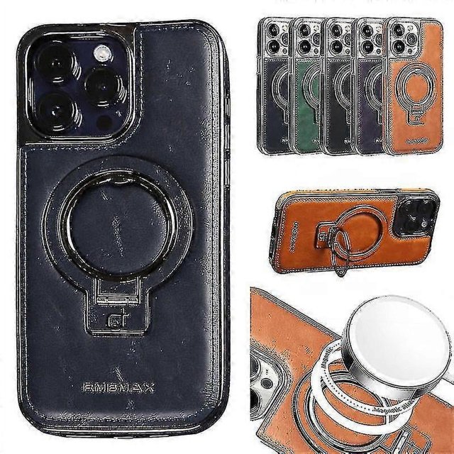 Funda de cuero de lujo con soporte invisible para iPhone 15/14/13 Pro Max - 9192339840936 iPhone 14 AZUL