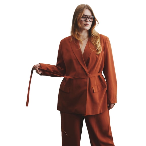 ELOQUII Women's Plus Size Tie Waist Soft Suiting Blazer
