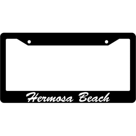 Hermosa Beach Script Black Plastic License Plate Frame