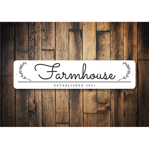 Artsy Farmhouse Established Novelty Sign, Metal Wall Decor - 4x18 inches