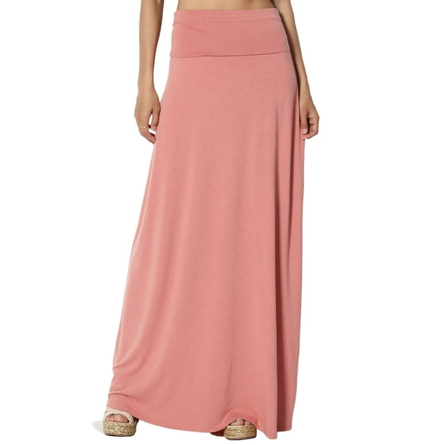 Jupe Longue Maxi Décontractée en Jersey Drapé Pliable pour Femmes P-3X