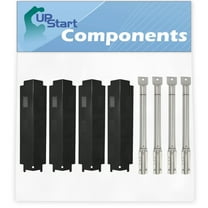 4-Pack BBQ Grill Heat Shield Plate Tent & Tube Burner Replacement Parts for Charbroil 463441514 - Compatible Barbeque Stainless Steel Pipe Burners & Porcelain Steel Flame Tamer, Guard, Deflector