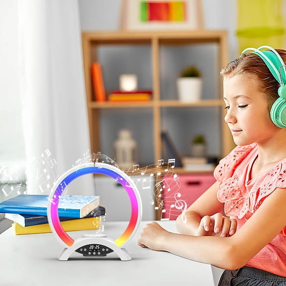 HOZVOMI Wireless Bluetooth Speaker with Excellent Sound, Portable Design, Long Battery Life, Fast Bluetooth 5.0, RGB LED Light for Home & Outdoor, White