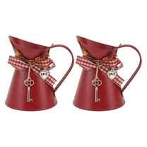 Dayesque 2pcs Decorative Metal Pitchers Farmhouse Vase Iron Buckets Vintage Floral Jug Display for Dried Flowers Home Decor