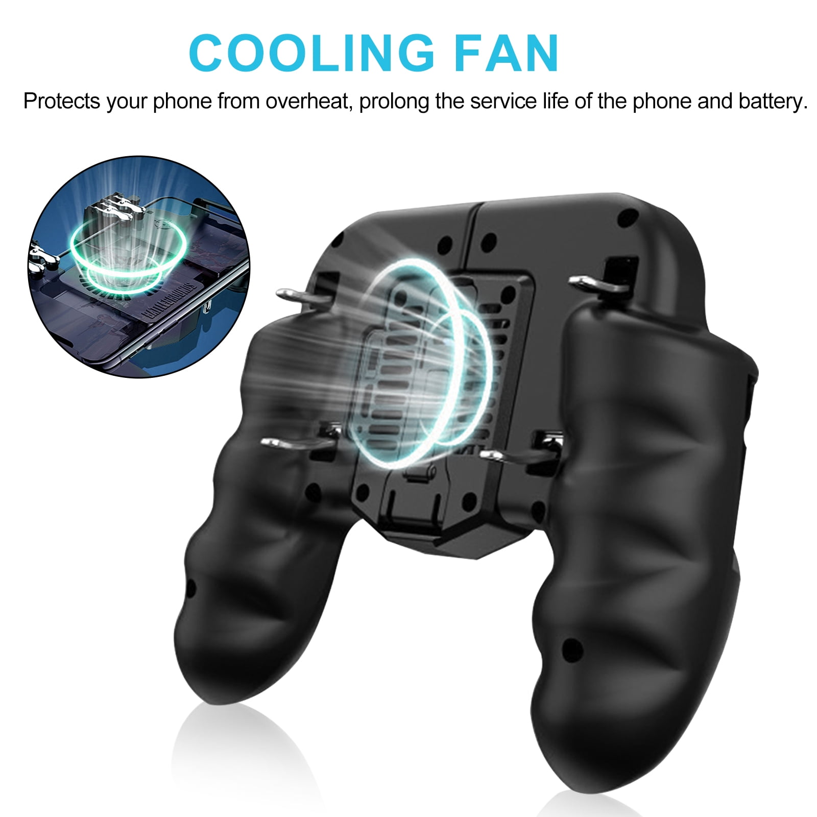 4 Trigger Mobile Game Controller with Cooling Fan fit for PUBG
