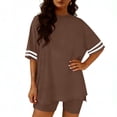 thumbnail image 3 of Workout Sets for Women Crew Neck Short Sleeve Tops Solid Color Slimming Shorts Summer Athletic Sets for Yoga Running Biking, 3 of 5